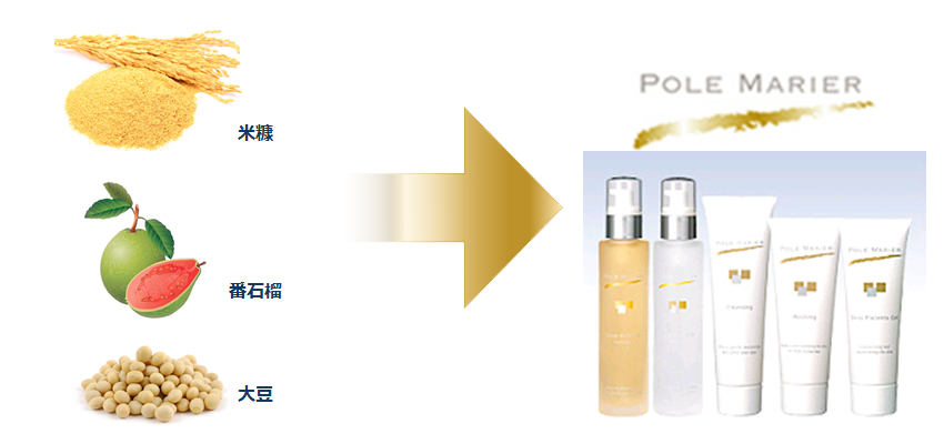 采用日本的天然素材:米糠,番石榴以及大豆
新专利成分【POLE MARIER】的概念是【让每一个细胞都变年轻健康】,满足了很多女性的需要。